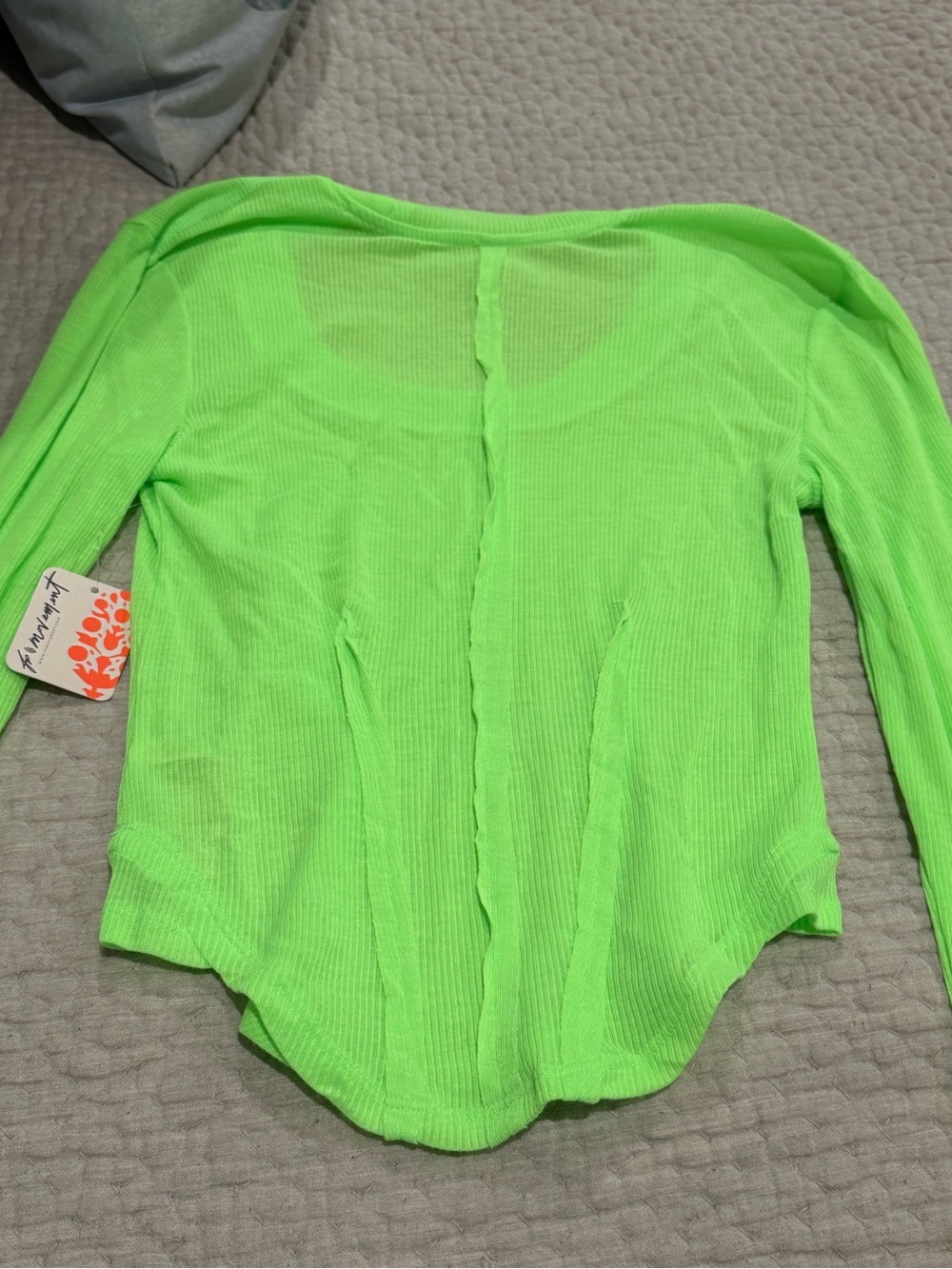 FP Movement Neon Green Long Sleeve Ribbed Top NWT